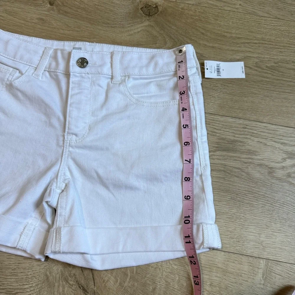 NWT Kids Girls Gap denim white jean shorts midi adjustable waist stretch size 12